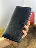 Genuine Leather Women's Black Wallet with Phone Compartment Flother Real Leather Wallet