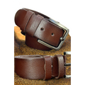 Genuine Leather Brown Men's Belt Casual Denim Belt Single Piece Buffalo Leather