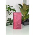 Genuine Leather Women's Leather Wallet Burgundy Zippered Phone Compartment Unisex Leather Wallet