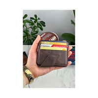 100% Genuine Leather Brown Tiguan Card Holder Men's Leather Wallet