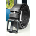 Custom-Made Extra Thick 100% Genuine Leather Black Sporty Italian Belt with Black Tubular Buckle