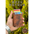 Men's Genuine Leather Camel Wallet Retro Crazy Card Mechanism Genuine Leather Wallet