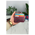 100% Genuine Leather Burgundy Tiguan Card Holder Men's Leather Wallet