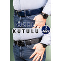Genuine Leather Men's Jeans Belt, Set of 2 - Black & Navy Blue