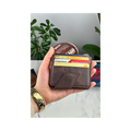 100% Genuine Leather Brown Tiguan Card Holder Men's Leather Wallet