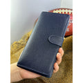 Genuine Leather Navy Blue Women's Wallet with Phone Compartment Flother Real Leather Wallet