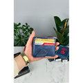 100% Genuine Leather Navy Tiguan Card Holder Men's Leather Wallet