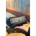 Genuine Leather Unisex Black Bag: Zipped, Magnetic and Handle-Equipped Phone Compartment Genuine Leather Elegance