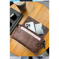 Unisex Brown Genuine Leather Bag Elegant and Functional with Phone Compartment